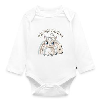6ème anniversaire Alpaga Lama Arc-en-ciel Mignon Mignon - Body Bébé bio manches longues - blanc - Devant