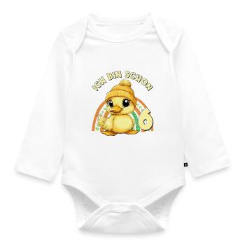 6. Geburtstag Ente Regenbogen Süß Niedlich - Baby Bio-Langarm-Body - Weiß - Vorne