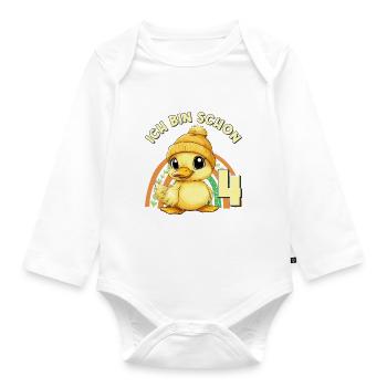 4. Geburtstag Ente Regenbogen Süß Niedlich - Baby Bio-Langarm-Body - Weiß - Vorne