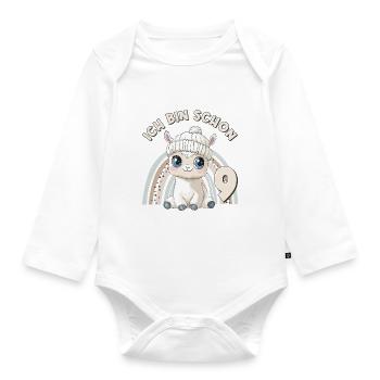 9ème anniversaire Alpaga Lama Arc-en-ciel Mignon Mignon - Body Bébé bio manches longues - blanc - Devant