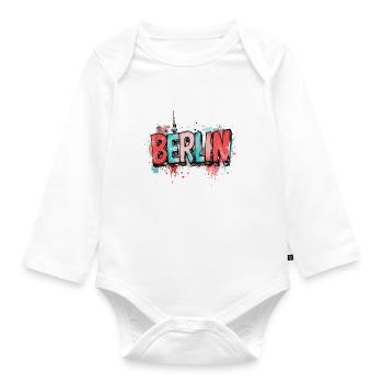 Berlin Graffiti Police Street Art Style Urbain - Body Bébé bio manches longues - blanc - Devant