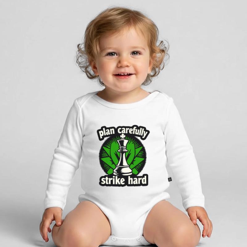 Schach plan carefully strike hard Organic Longsleeve Baby Bodysuit