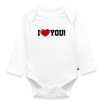 Je t’aime - Ich Liebe Dich - Body Bébé bio manches longues - blanc - Devant