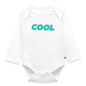 Coole retro-cyanfarbene Schrift - Baby Bio-Langarm-Body - Weiß - Vorne