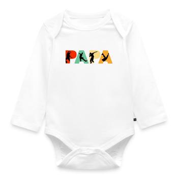Papa Dancer Retro Street Dance Silhouette - Baby Bio-Langarm-Body - Weiß - Vorne