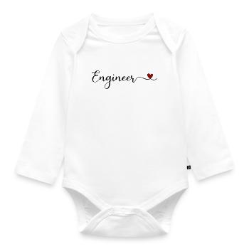 Engineer Heart - Organic Longsleeve Baby Bodysuit - white - Front