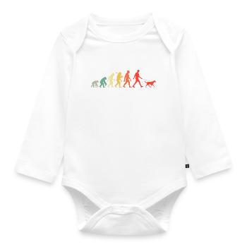 Gassi Gehen Mann Mit Hund Evolution für Männer - Baby Bio-Langarm-Body - Weiß - Vorne