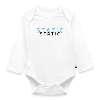 Static – Minimalist Glitch Typography Design - Organic Longsleeve Baby Bodysuit - white - Front