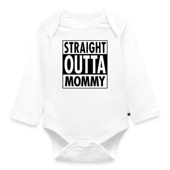 Straight Outta Mommy - Baby Bio-Langarm-Body - Weiß - Vorne