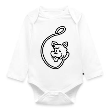 Dog Leash - line - Organic Longsleeve Baby Bodysuit - white - Front