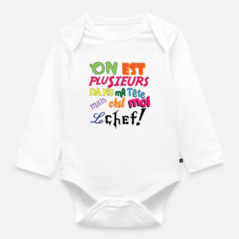 Fou dans ma tête - Body Bébé bio manches longues - blanc