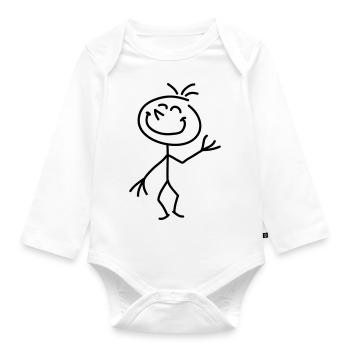 happy_stick_figure_1c - Body Bébé bio manches longues - blanc - Devant