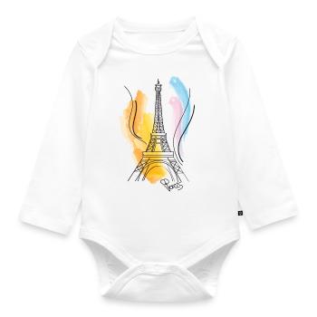 Eiffel Tower drawing - Organic Longsleeve Baby Bodysuit - white - Front