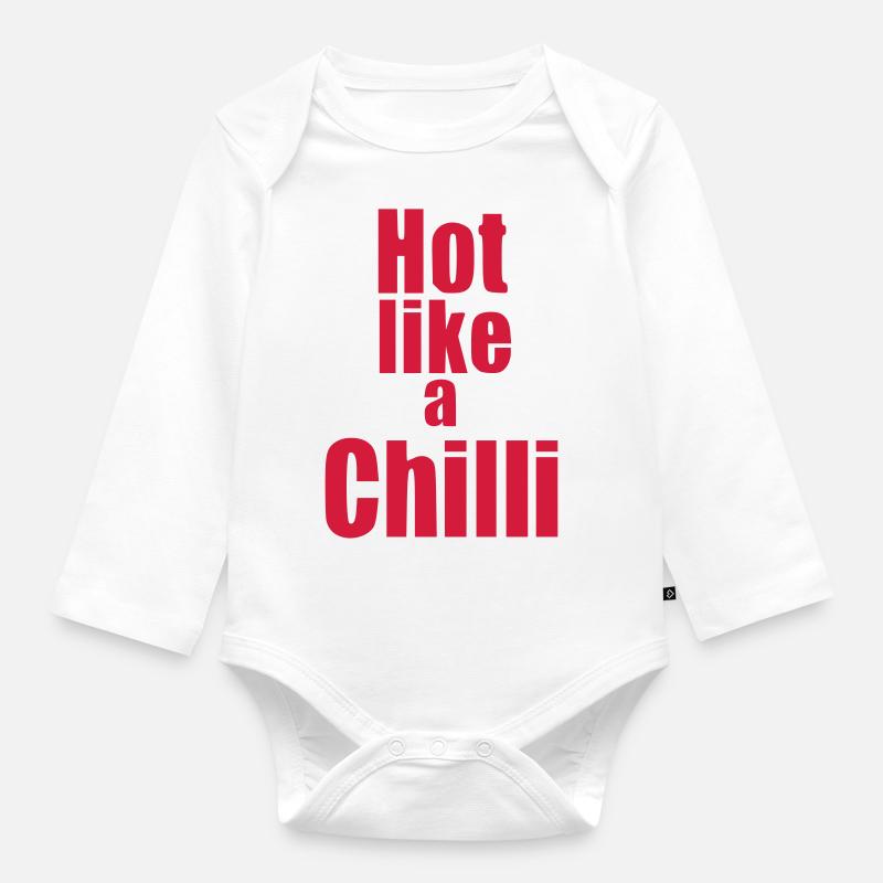 Hot like a Chilli Gemuese Statement vegan Geschenk - Baby Bio-Langarm-Body - Weiß