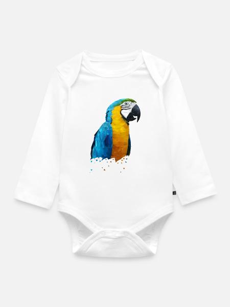 Papagei - Baby Bio-Langarm-Body - Weiß