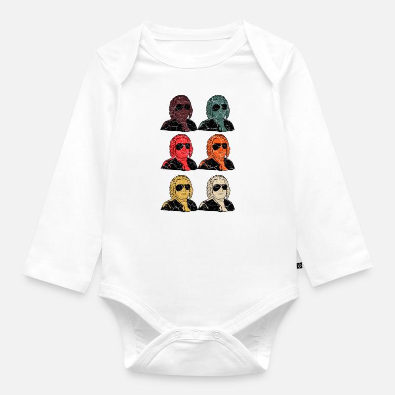 Back Classical Music Composer - Organic Longsleeve Baby Bodysuit - white