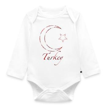Türkischer Halbmond und Stern - Baby Bio-Langarm-Body - Weiß - Vorne