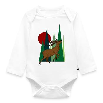 Hirsch - Baby Bio-Langarm-Body - Weiß - Vorne