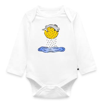 Fish jump water water drops sunset - Organic Longsleeve Baby Bodysuit - white - Front