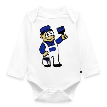 Maler mit Pinsel und Farbe - Baby Bio-Langarm-Body - Weiß - Vorne