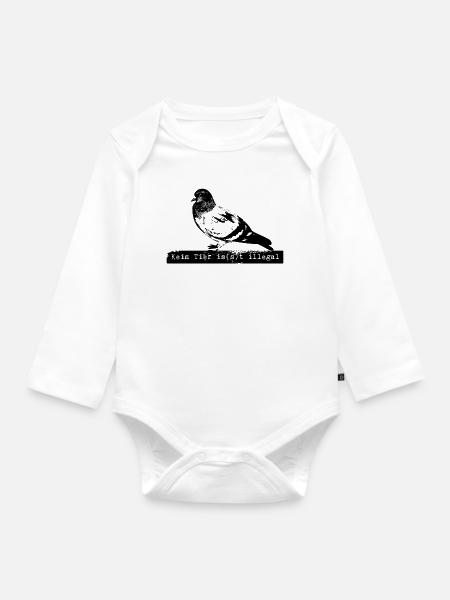 Kein Tier is(s)t illegal Tauben füttern Schützer - Baby Bio-Langarm-Body - Weiß