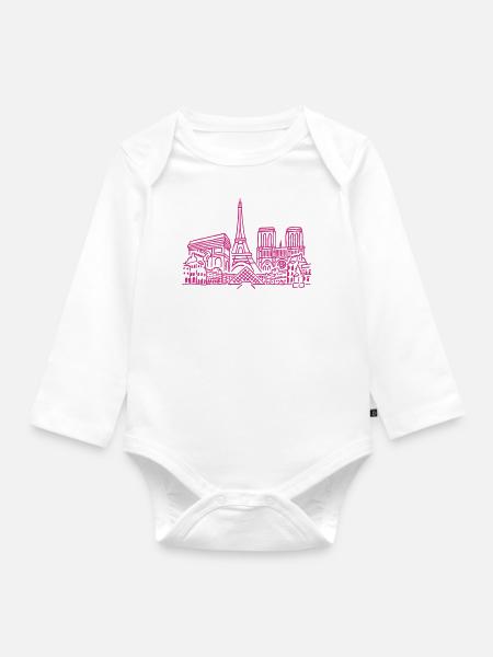 Paris Panorama - Baby Bio-Langarm-Body - Weiß