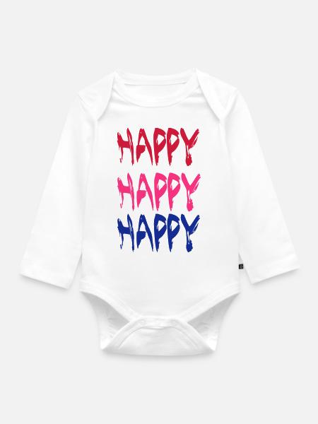 Happy - Baby Bio-Langarm-Body - Weiß