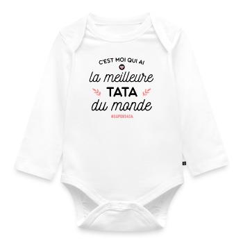 Meilleure Tata du monde - couleur modifiable - Body Bébé bio manches longues - blanc - Devant