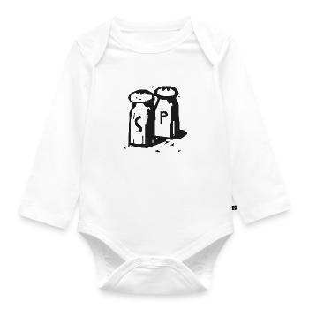 Food Vegan Fitness Salt Pepper - Organic Longsleeve Baby Bodysuit - white - Front