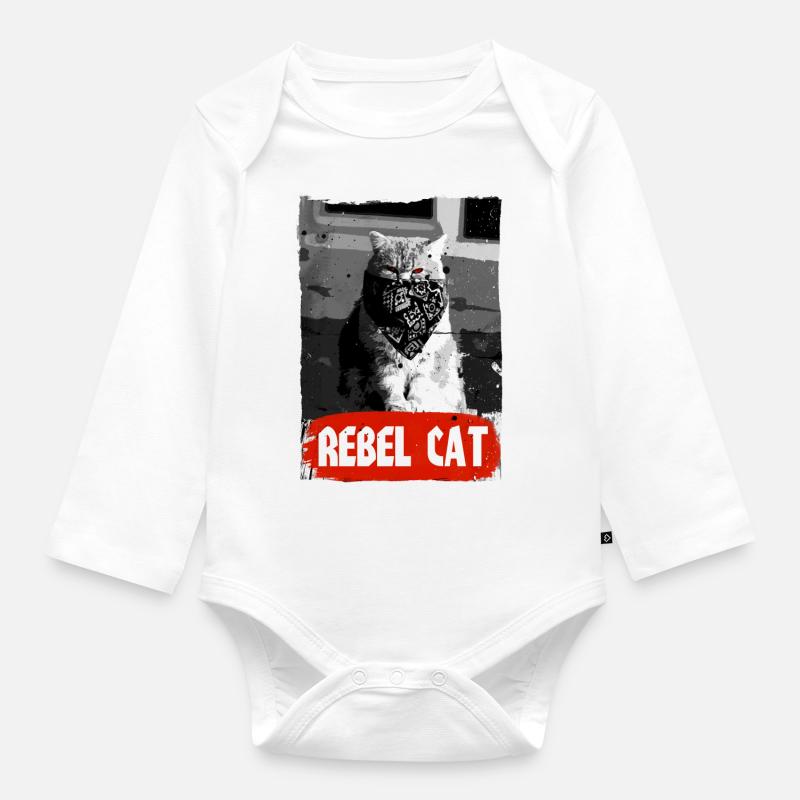 Rebel Cat - Grumpy Cat - Katze - Baby Bio-Langarm-Body - Weiß