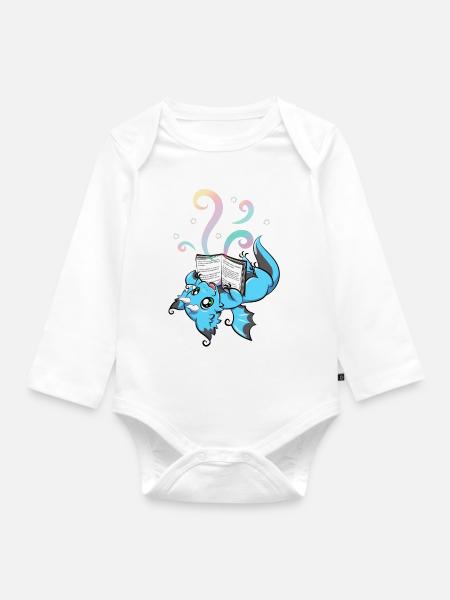 Buch Fantasy Dragon - Baby Bio-Langarm-Body - Weiß