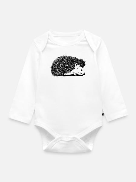 Igel - Baby Bio-Langarm-Body - Weiß