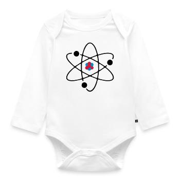 Atom 3farbig - Baby Bio-Langarm-Body - Weiß - Vorne