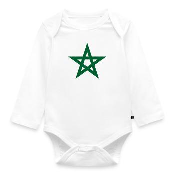 Marokko Flagge Pentagramm Reise Urlaub Marrakesch - Baby Bio-Langarm-Body - Weiß - Vorne