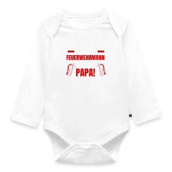 Feuerwehrmann Papa Vater Spruch Sohn Feuerwehr - Baby Bio-Langarm-Body - Weiß - Vorne