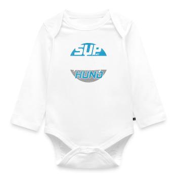 SUP with dog - Stand Up Paddle Paddling iSUP - Organic Longsleeve Baby Bodysuit - white - Front