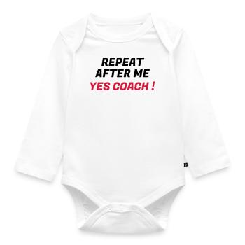Coach / Coaching / Trainer / Sport - Baby Bio-Langarm-Body - Weiß - Vorne