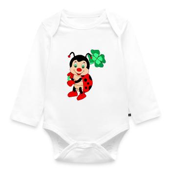Coccinelle avec trèfle, peinte à la main - Body Bébé bio manches longues - blanc - Devant