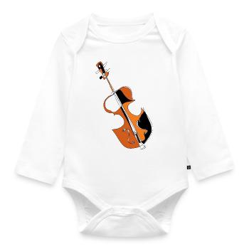 Violine - Baby Bio-Langarm-Body - Weiß - Vorne