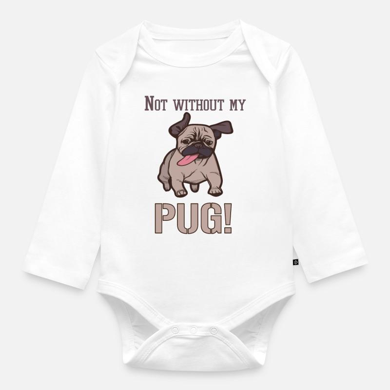 PUG Mops Geschenk - Baby Bio-Langarm-Body - Weiß