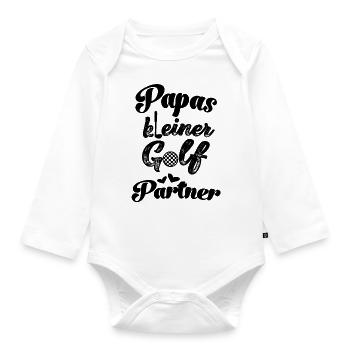 Papas kleiner Golf Partner Golfer Baby Golfspieler - Baby Bio-Langarm-Body - Weiß - Vorne