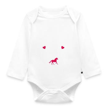 Né pour faire de l'équitation avec maman - Body Bébé bio manches longues - blanc - Devant