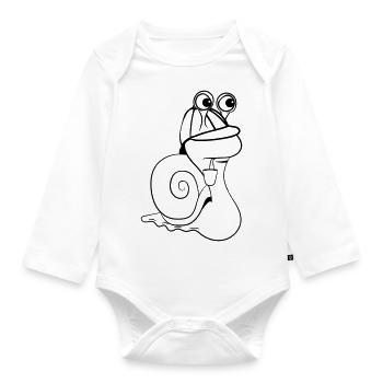 Schnecke lustig detektiv - Baby Bio-Langarm-Body - Weiß - Vorne