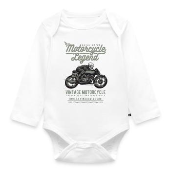 Motorcycle legend skull motorcycle gift - Organic Longsleeve Baby Bodysuit - white - Front