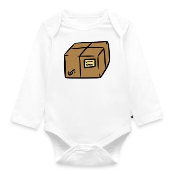 Paket package paquet Paketpost postman Sendung - Baby Bio-Langarm-Body - Weiß - Vorne