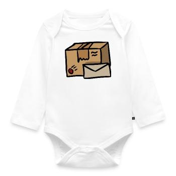 Shipping Post Delivery Symbol Package Messenger - Organic Longsleeve Baby Bodysuit - white - Front