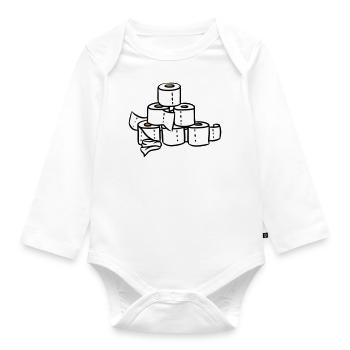 Klopapier Turm Pyramide Corona Hamstern Pandemie - Baby Bio-Langarm-Body - Weiß - Vorne