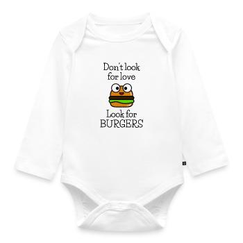 Burger Hunger BBQ grilling lover gift - Organic Longsleeve Baby Bodysuit - white - Front