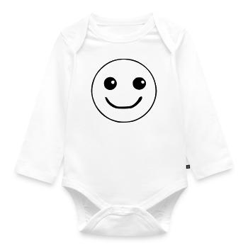 Emoji satisfait croquis noir - Body Bébé bio manches longues - blanc - Devant