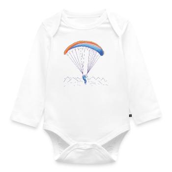 Paragliders fly over mountains - Organic Longsleeve Baby Bodysuit - white - Front